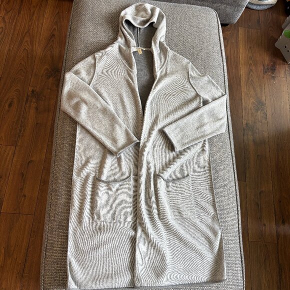 Eileen Fisher Sweaters - Eileen Fisher Petite Gray Organic Cotton Hooded Duster Cardigan Sz SP 🌿✨
